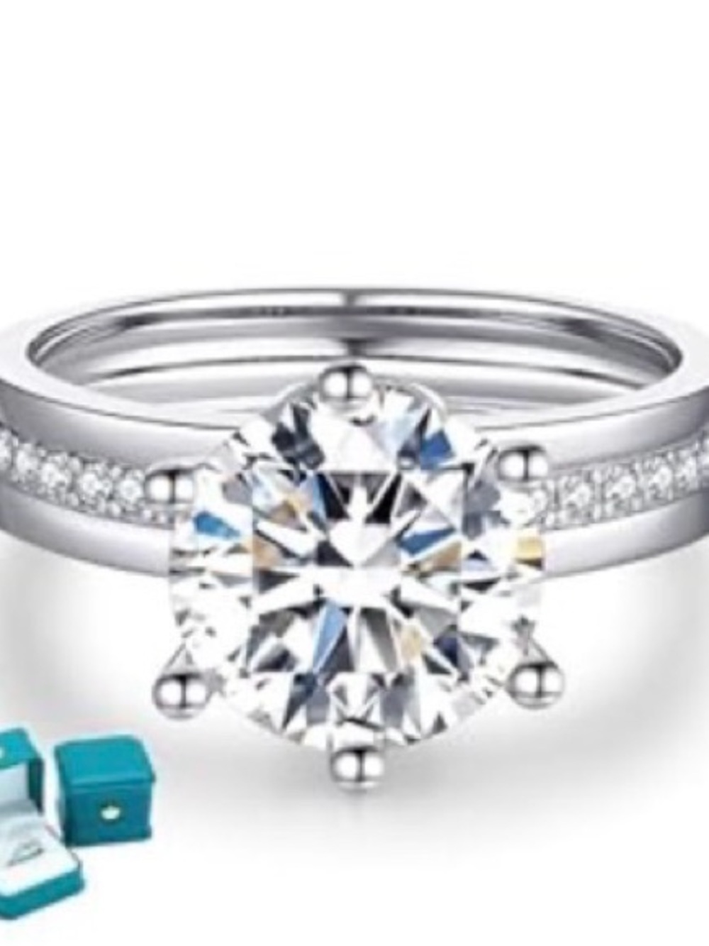 GRA Certified Moissanite 2 Carat Solitaire Ring in 925 Sterling Silver Size 9 - Picture 5 of 8
